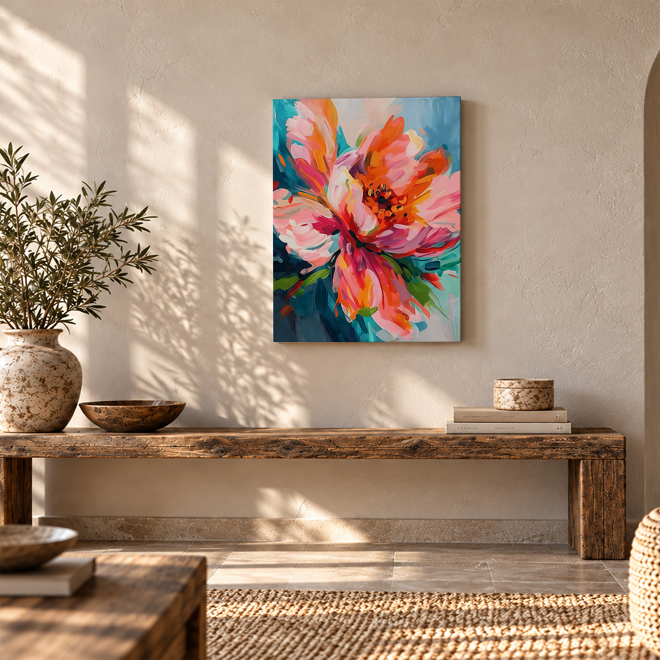 Vibrant Floral Abstract Framed Canvas Wall Art - Ready to Hang - Image 5
