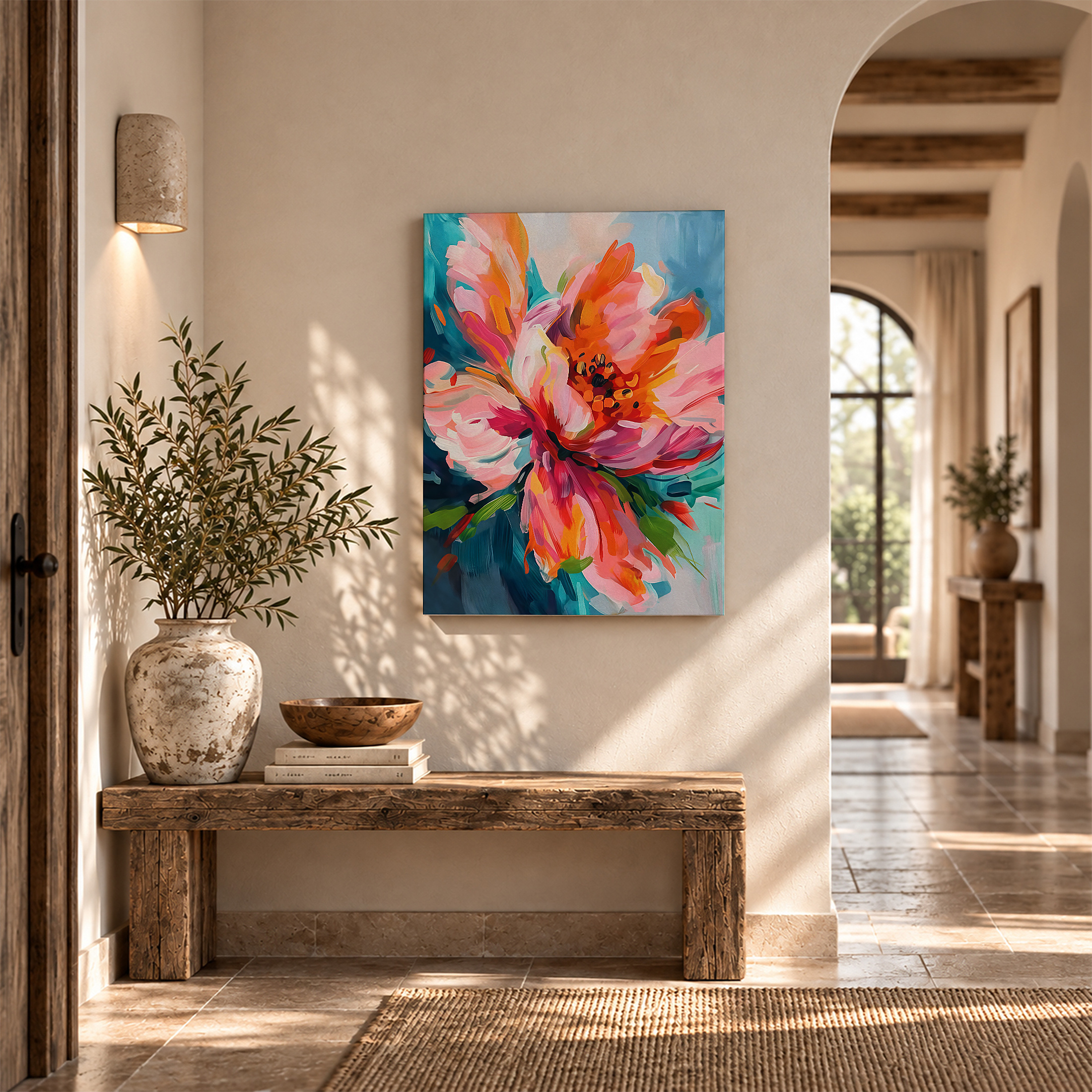 Vibrant Floral Abstract Framed Canvas Wall Art - Ready to Hang - Image 6