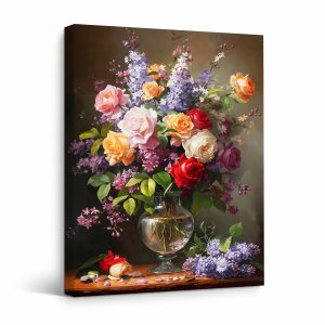 Vibrant Floral Bouquet Still Life Framed Canvas Wall Art