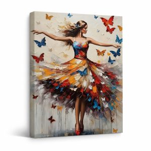 Butterfly Dance Framed Canvas Wall Art - Vibrant Modern Art Print