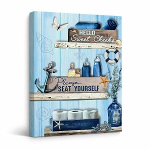 Nautical Coastal Framed Canvas Wall Art - Shabby Chic Beach Decor