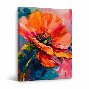 Vibrant Poppy Abstract Framed Canvas Wall Art | Ready to Hang