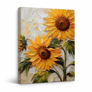 Sunflower Framed Canvas Wall Art - Vibrant Floral Decor Ready to Hang