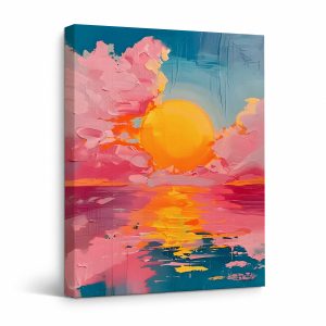 Pink Sunset Reflection Framed Canvas Wall Art | Ready to Hang