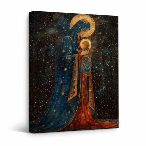 Celestial Mother & Child Framed Canvas Wall Art | Ready to Hang