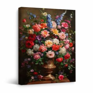 Lush Floral Still Life Framed Canvas Wall Art | Ready to Hang