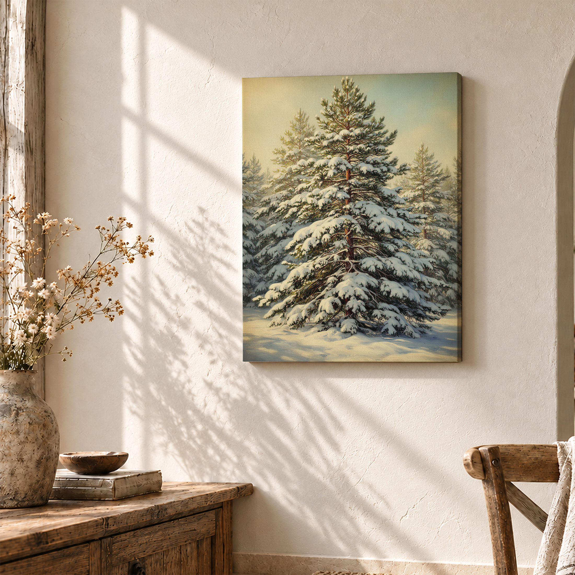 Snowy Pine Forest Framed Canvas Wall Art - Ready to Hang | Winter Decor - Image 3