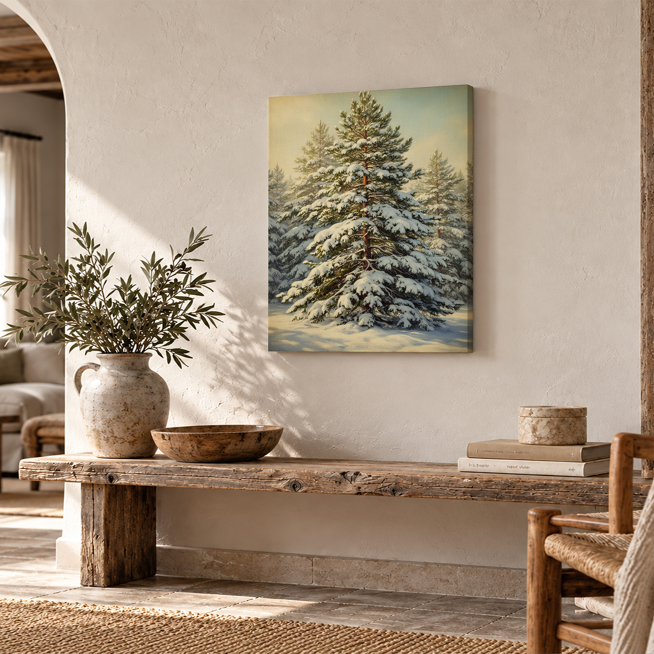 Snowy Pine Forest Framed Canvas Wall Art - Ready to Hang | Winter Decor - Image 2