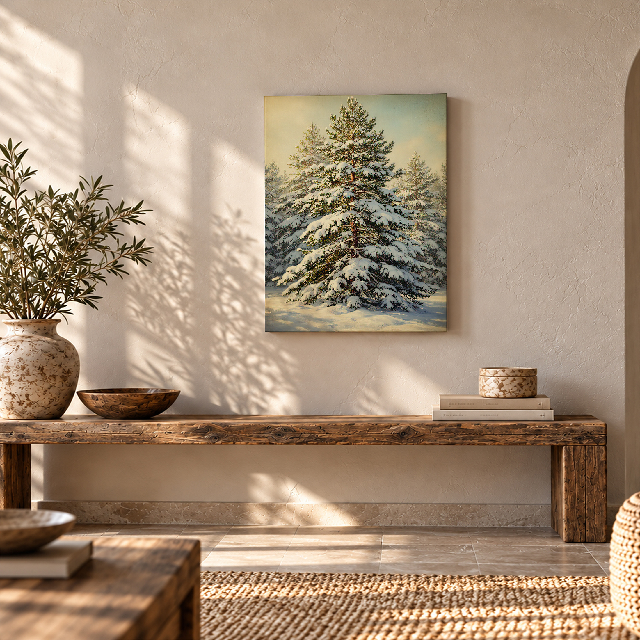 Snowy Pine Forest Framed Canvas Wall Art - Ready to Hang | Winter Decor - Image 5