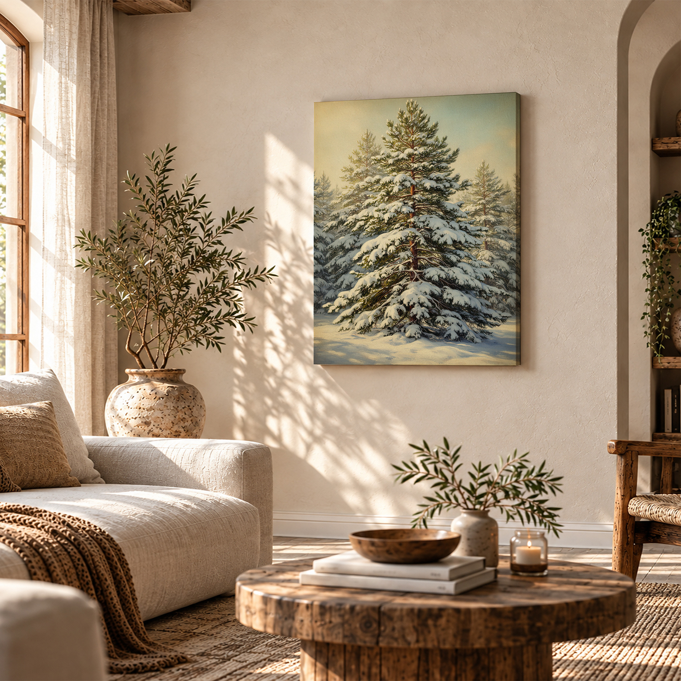 Snowy Pine Forest Framed Canvas Wall Art - Ready to Hang | Winter Decor - Image 4