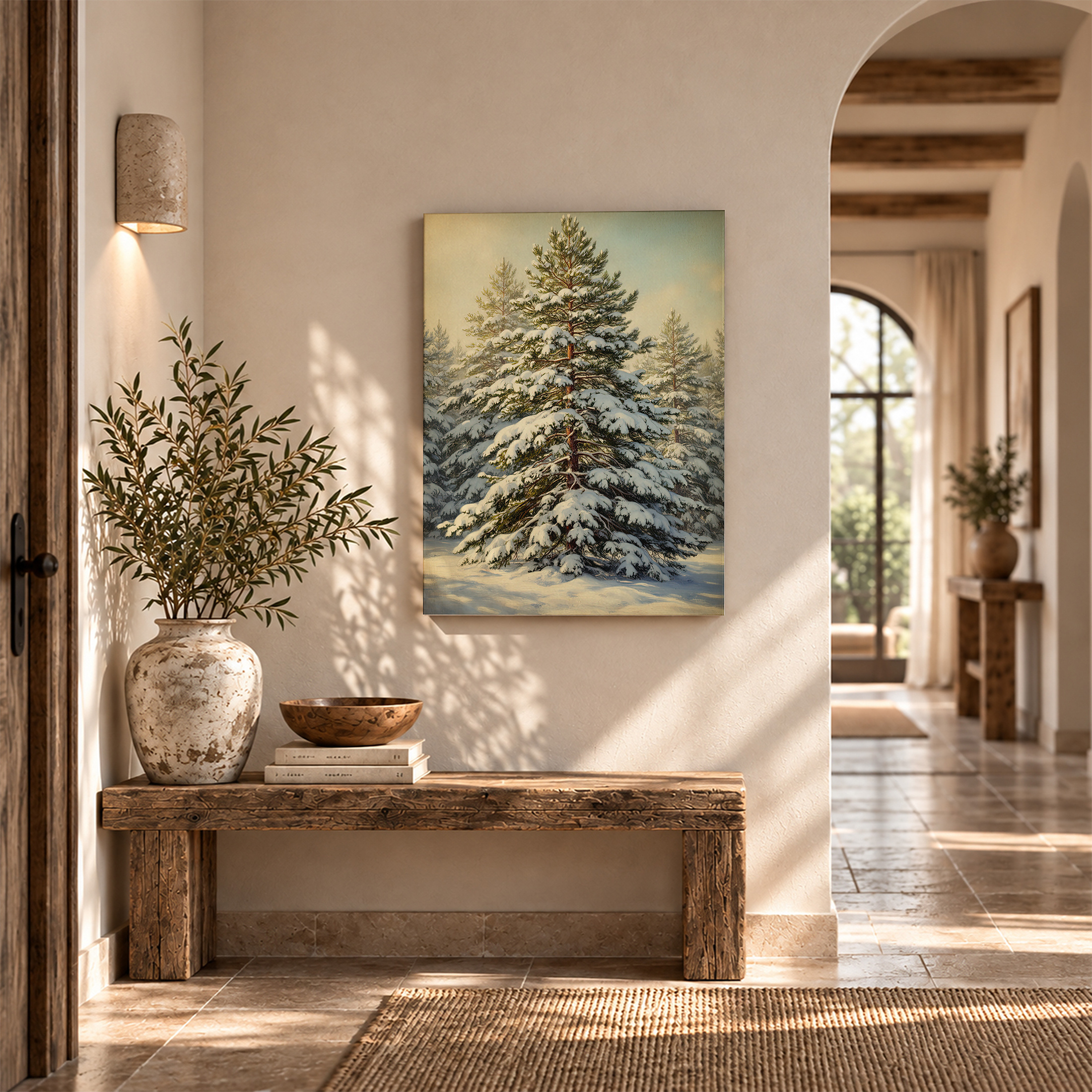 Snowy Pine Forest Framed Canvas Wall Art - Ready to Hang | Winter Decor - Image 6