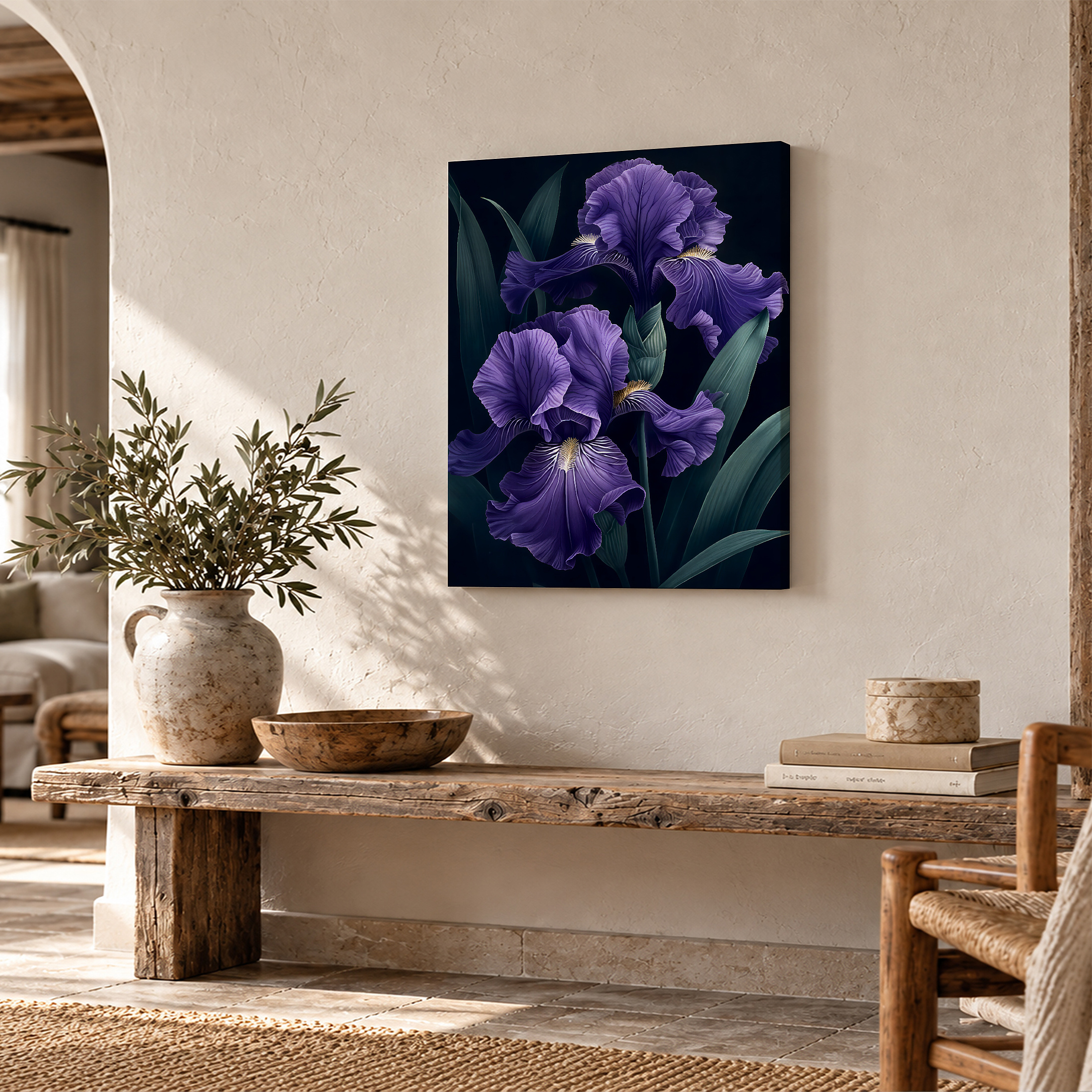 Purple Iris Floral Framed Canvas Wall Art | Ready to Hang - Image 2