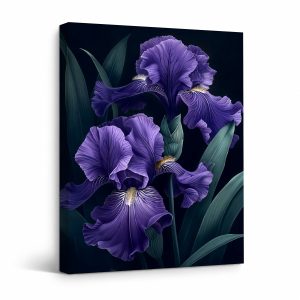 Purple Iris Floral Framed Canvas Wall Art | Ready to Hang