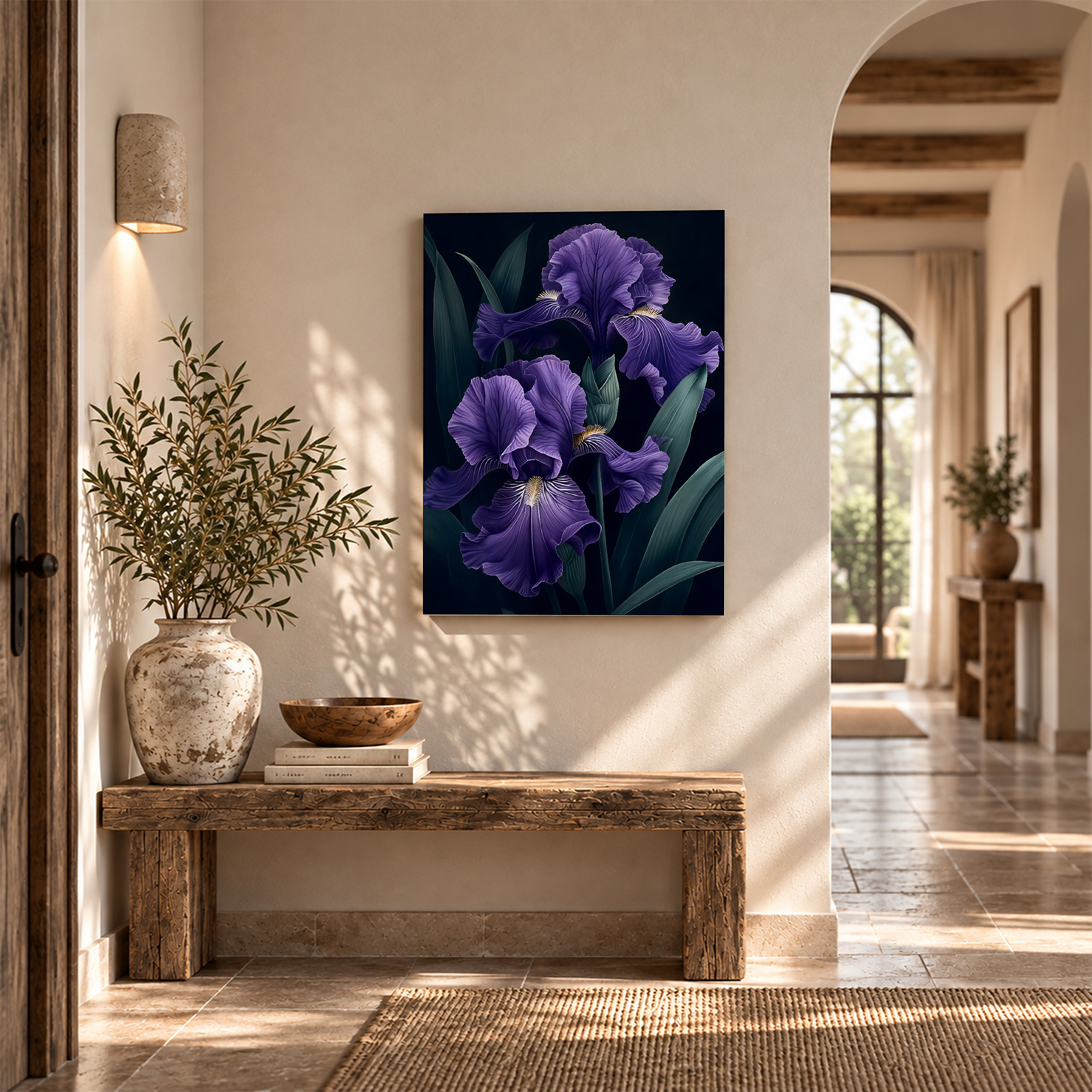 Purple Iris Floral Framed Canvas Wall Art | Ready to Hang - Image 6