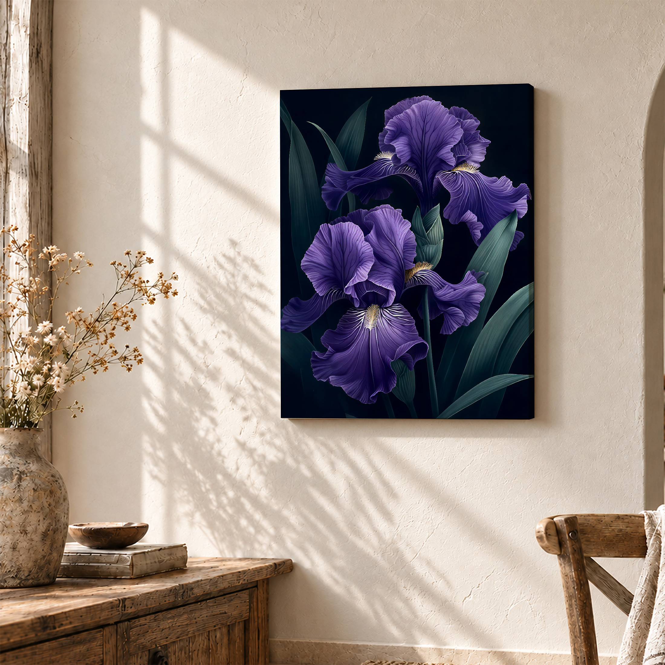 Purple Iris Floral Framed Canvas Wall Art | Ready to Hang - Image 3