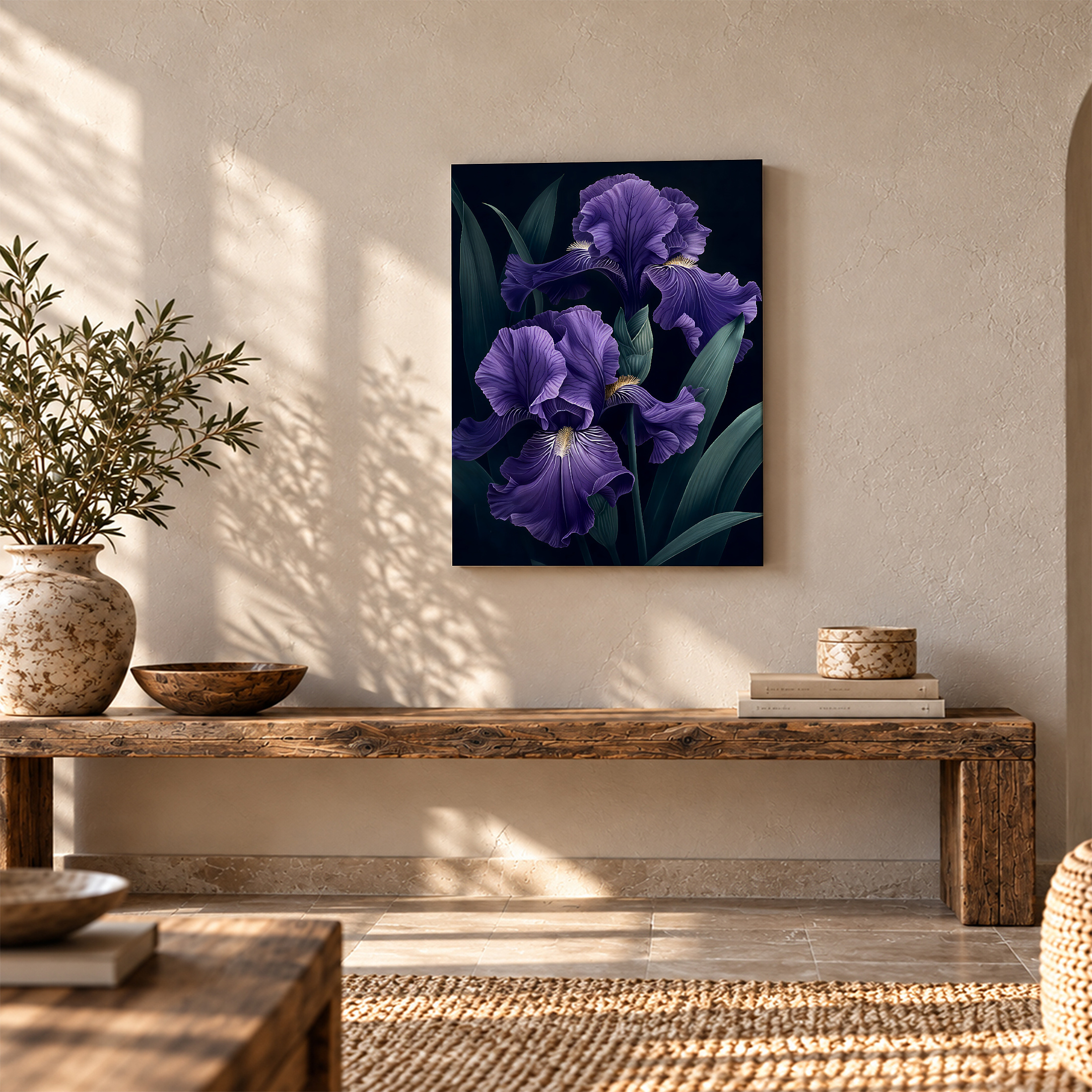 Purple Iris Floral Framed Canvas Wall Art | Ready to Hang - Image 5