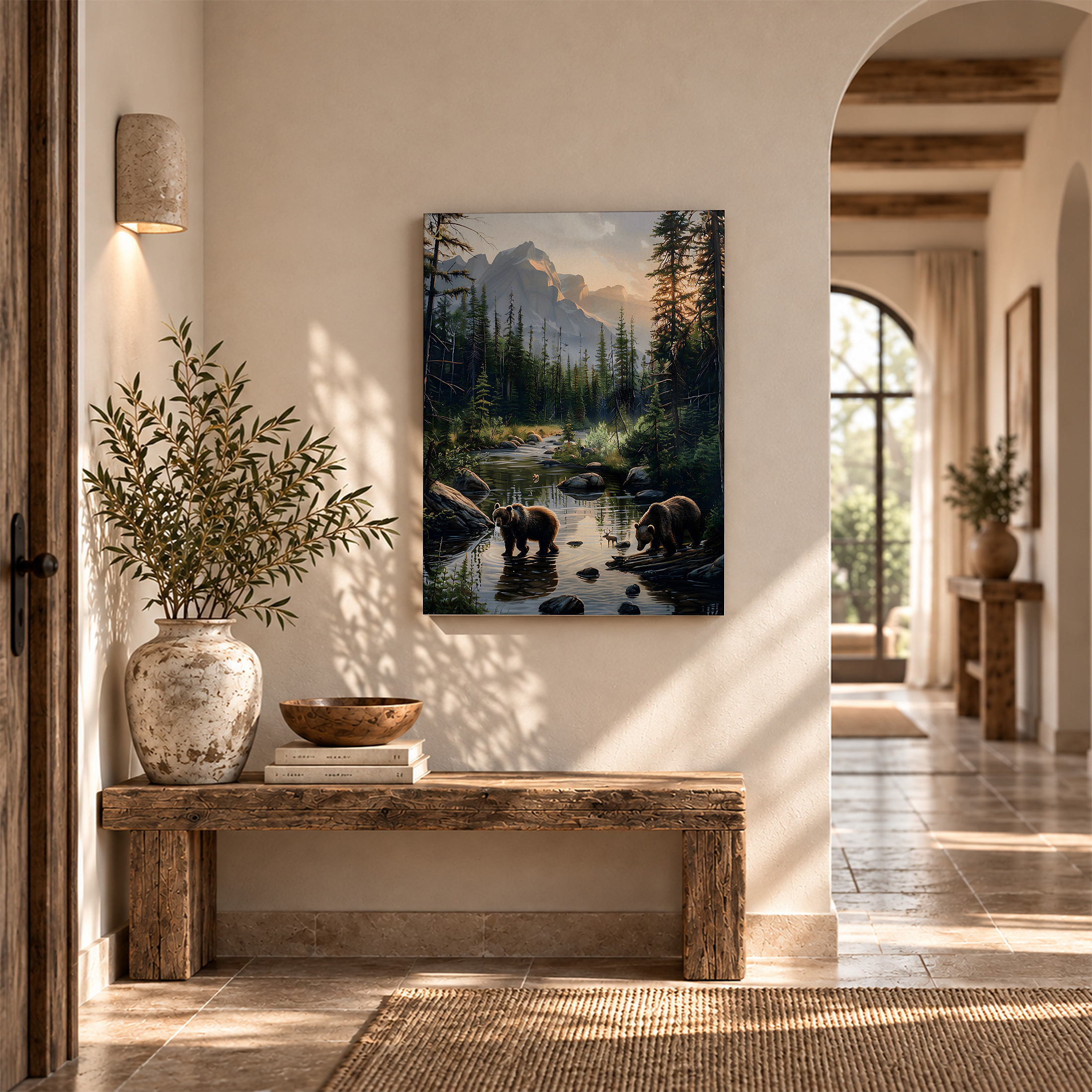Mountain Bear River Sunset Framed Canvas Wall Art - Image 6