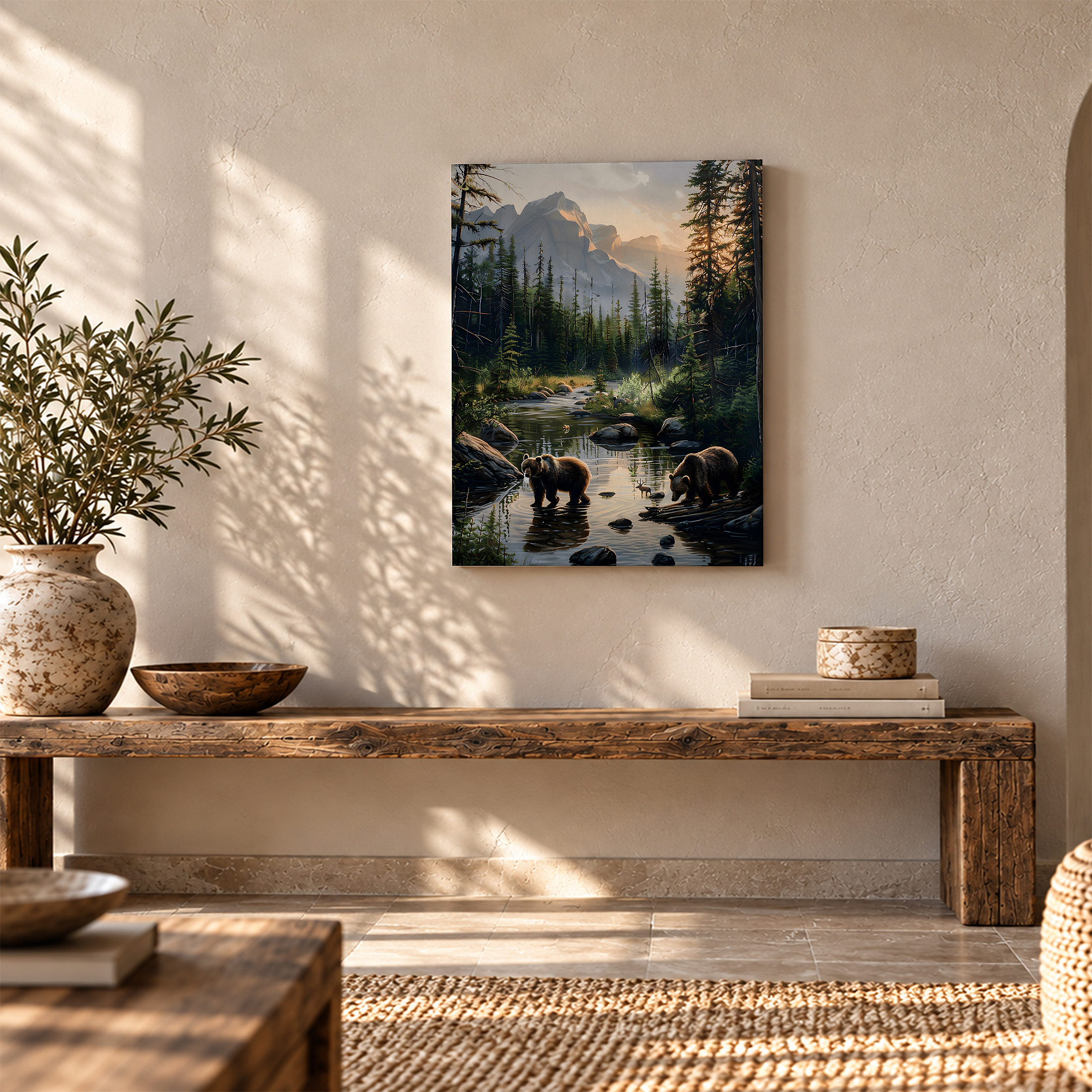Mountain Bear River Sunset Framed Canvas Wall Art - Image 5