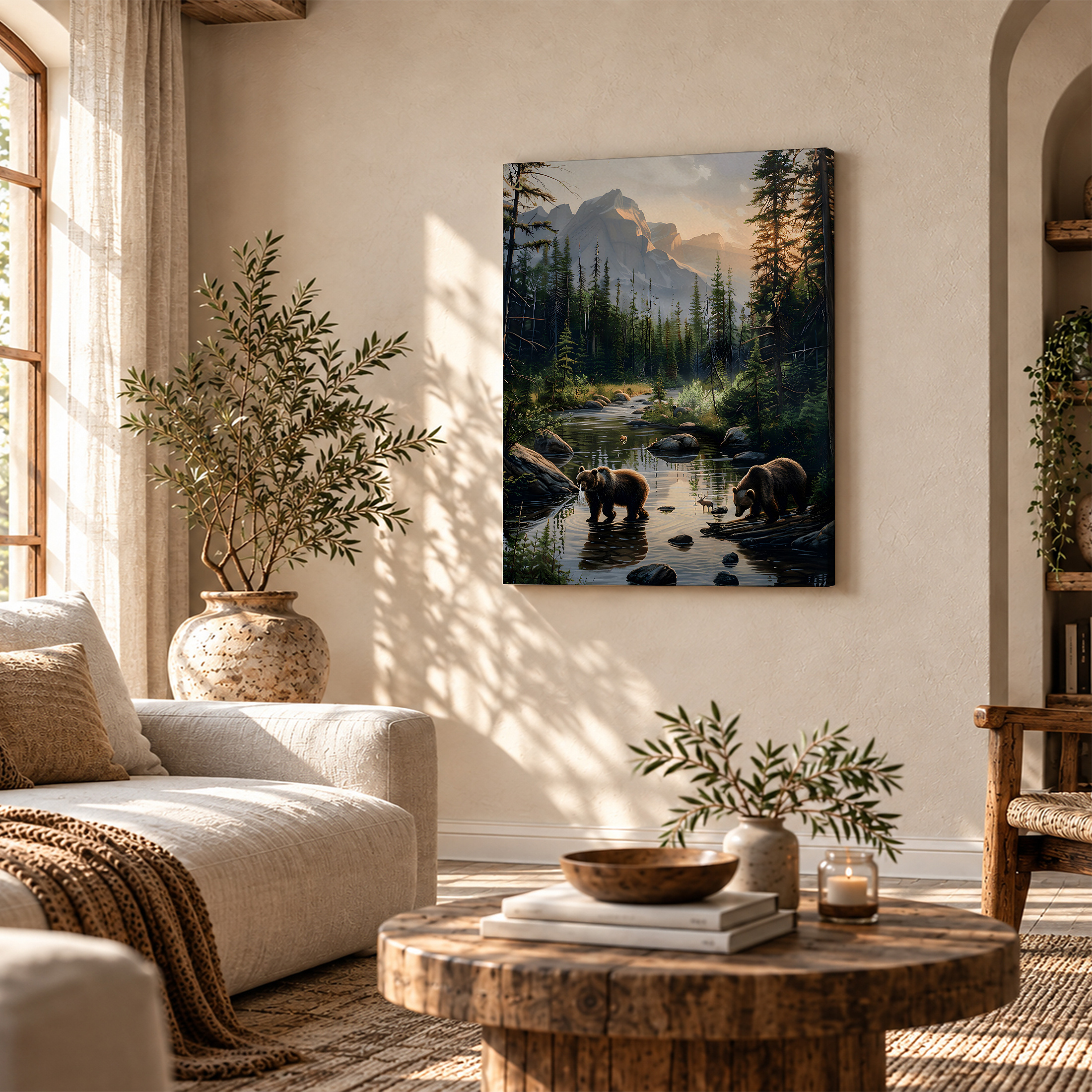 Mountain Bear River Sunset Framed Canvas Wall Art - Image 4