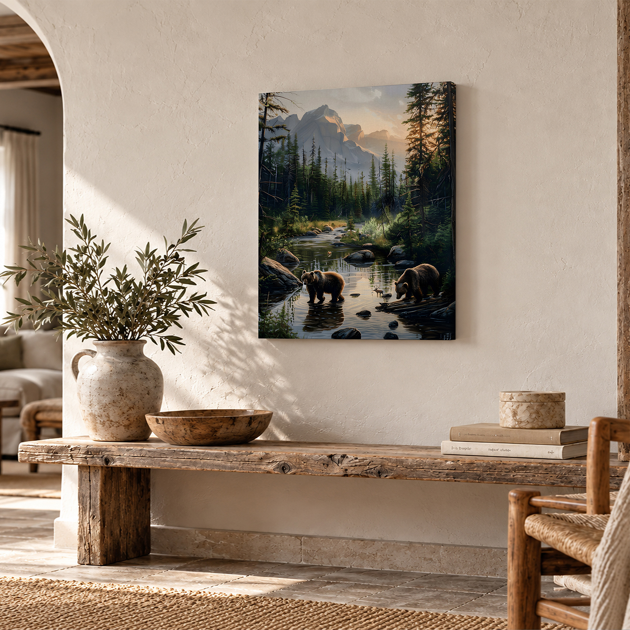 Mountain Bear River Sunset Framed Canvas Wall Art - Image 2
