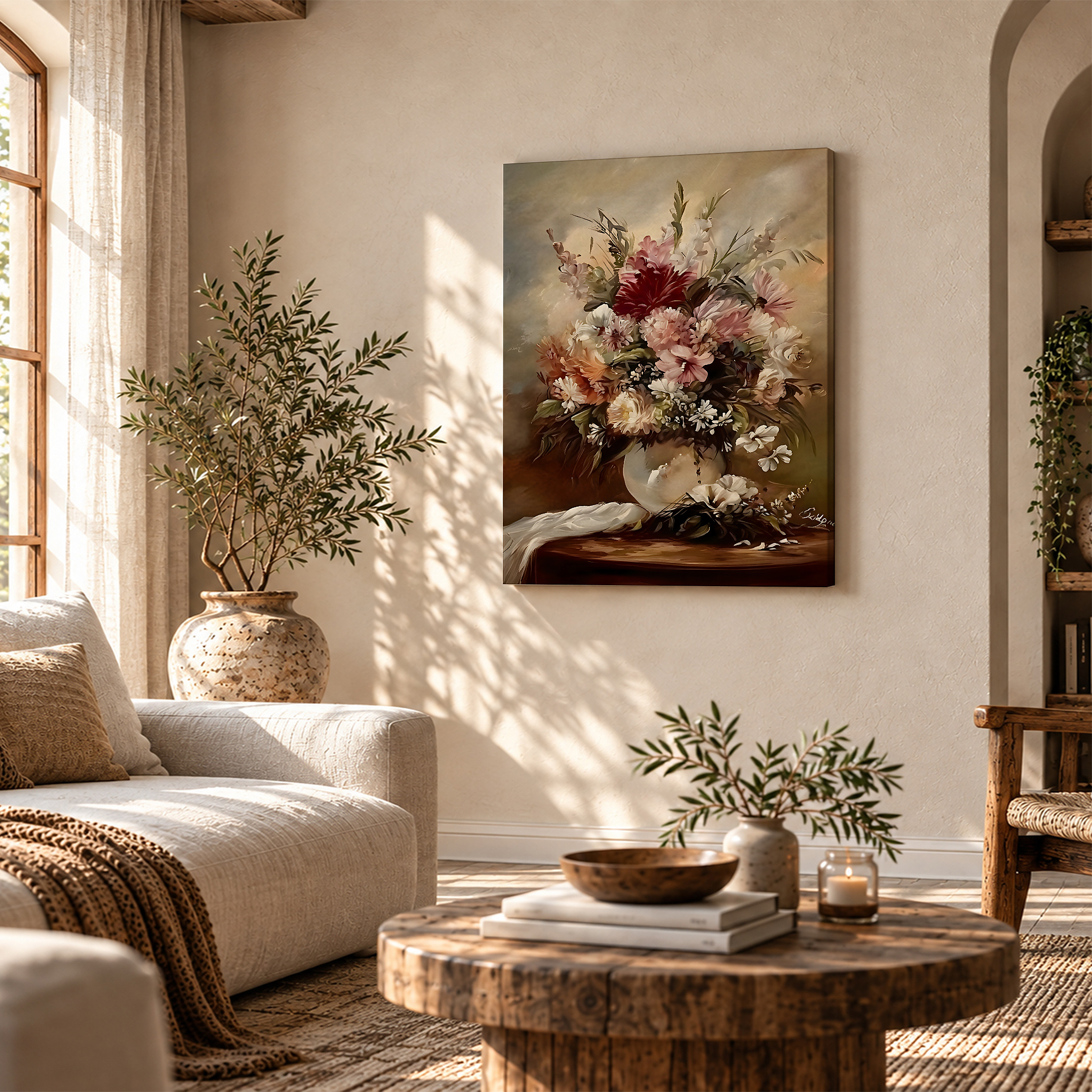 Romantic Floral Still Life Framed Canvas Wall Art - Ready to Hang - Image 4