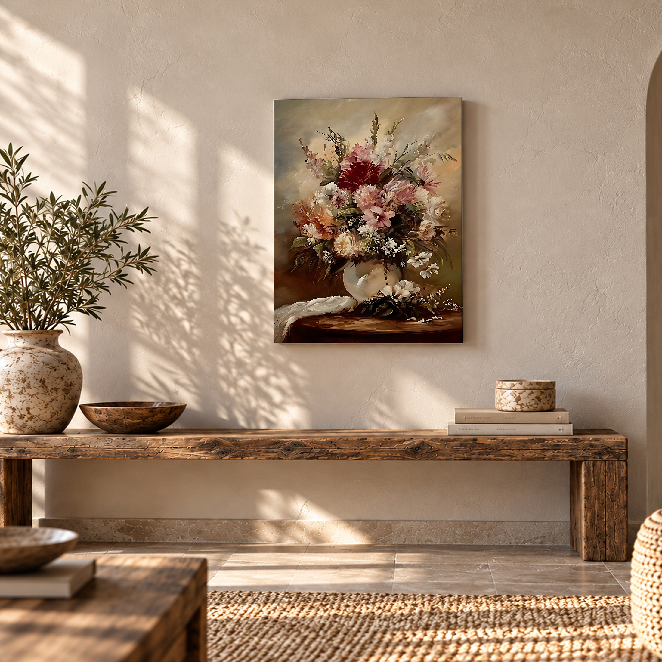 Romantic Floral Still Life Framed Canvas Wall Art - Ready to Hang - Image 5