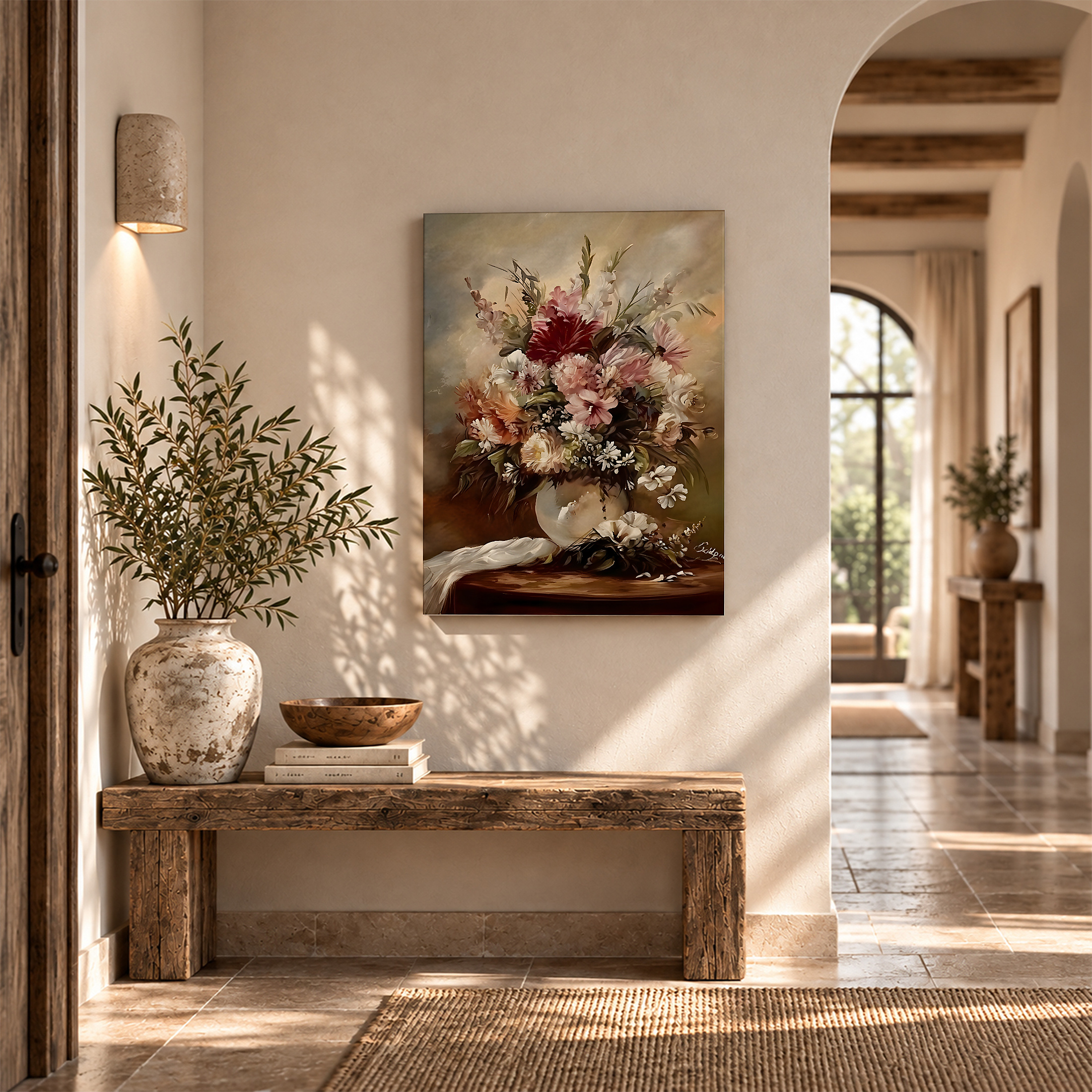 Romantic Floral Still Life Framed Canvas Wall Art - Ready to Hang - Image 6