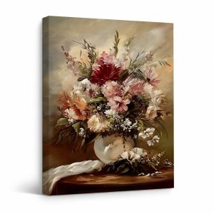 Romantic Floral Still Life Framed Canvas Wall Art - Ready to Hang