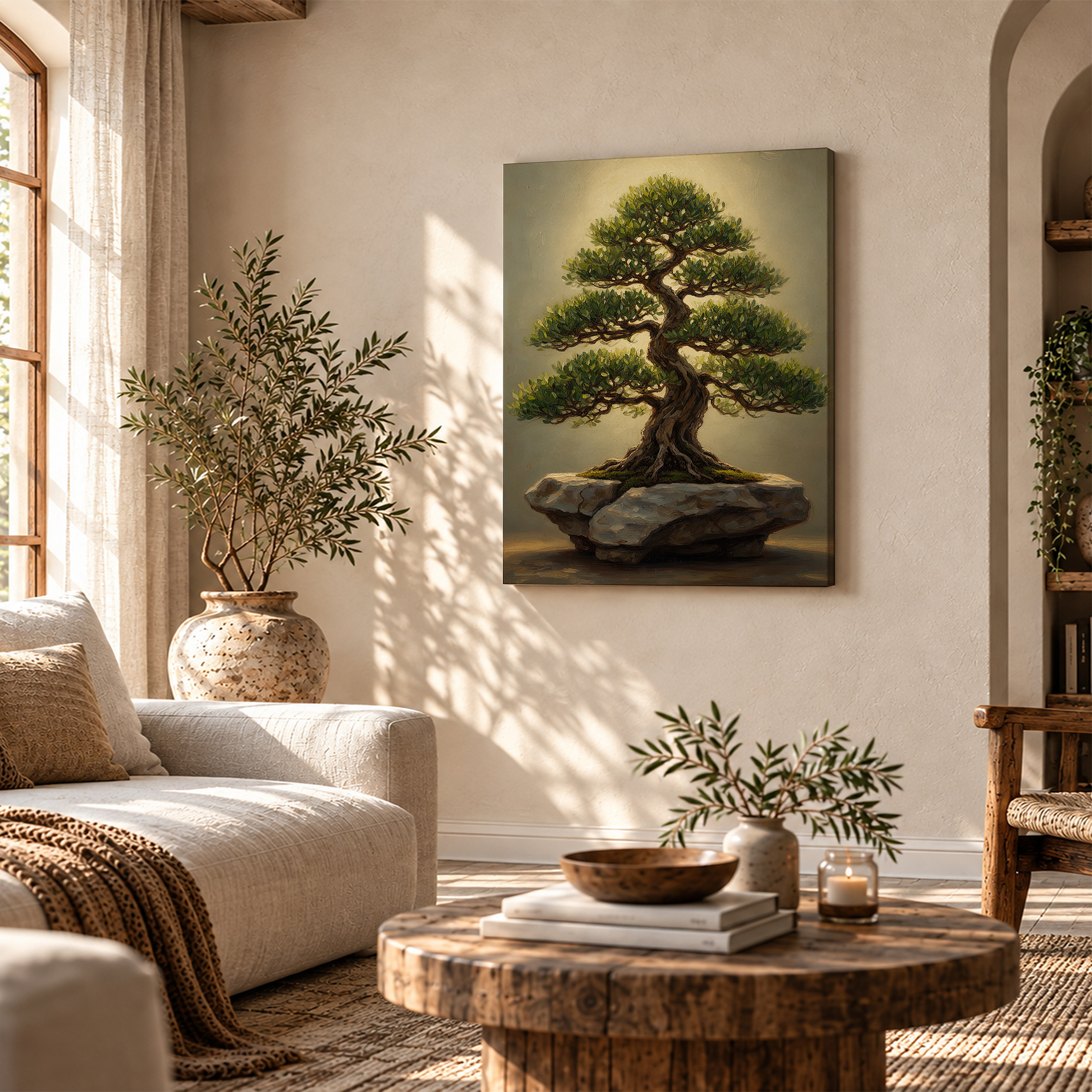 Serene Bonsai Tree Framed Canvas Wall Art - Ready to Hang - Image 4