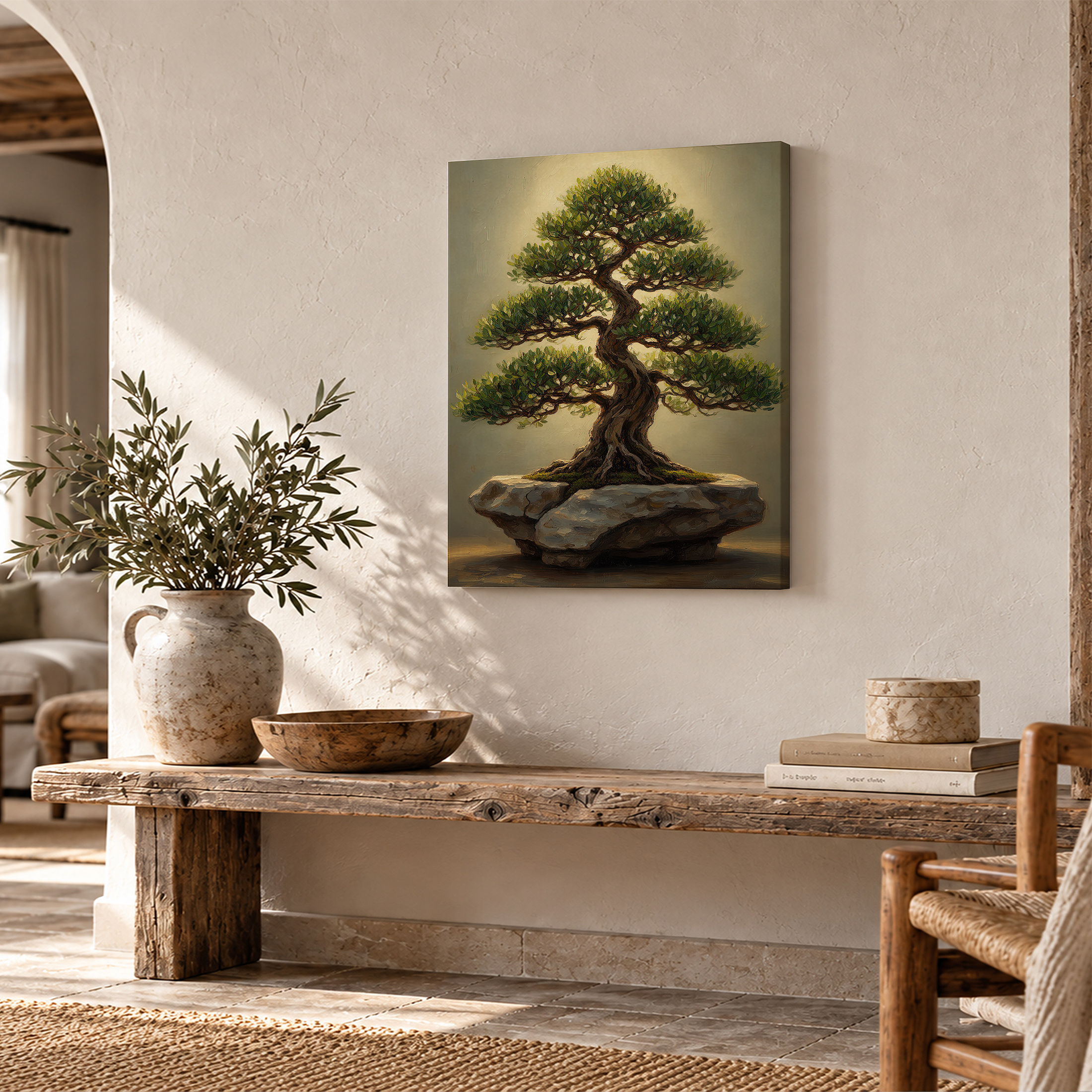 Serene Bonsai Tree Framed Canvas Wall Art - Ready to Hang - Image 2