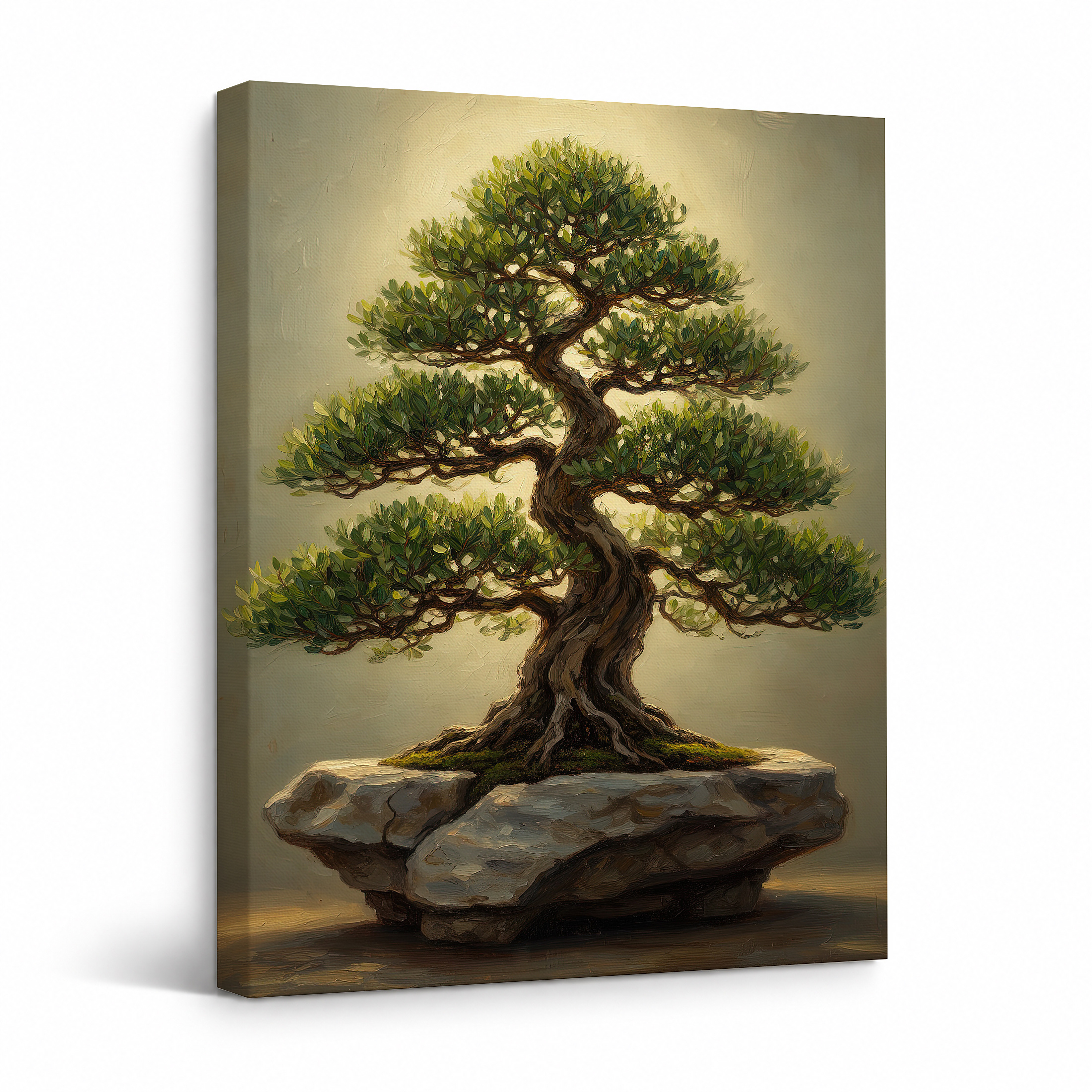 Serene Bonsai Tree Framed Canvas Wall Art - Ready to Hang