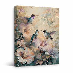Hummingbirds & Blooms Framed Canvas Wall Art