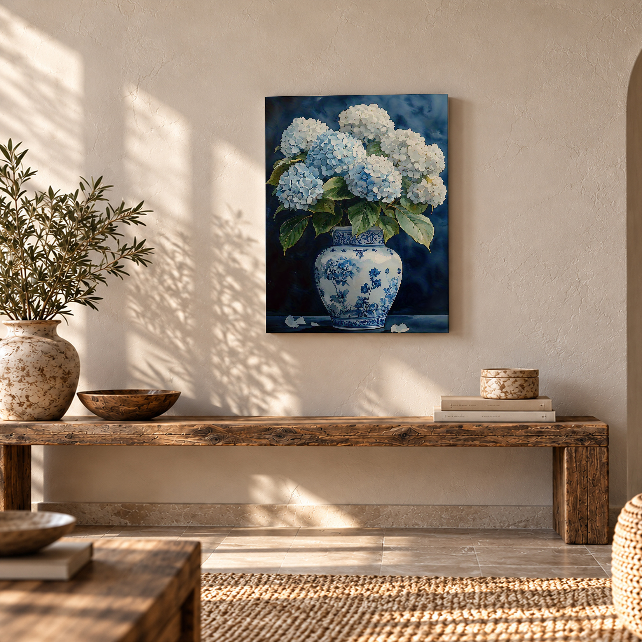 Serene Blue Hydrangea Bouquet Framed Canvas Wall Art - Image 5