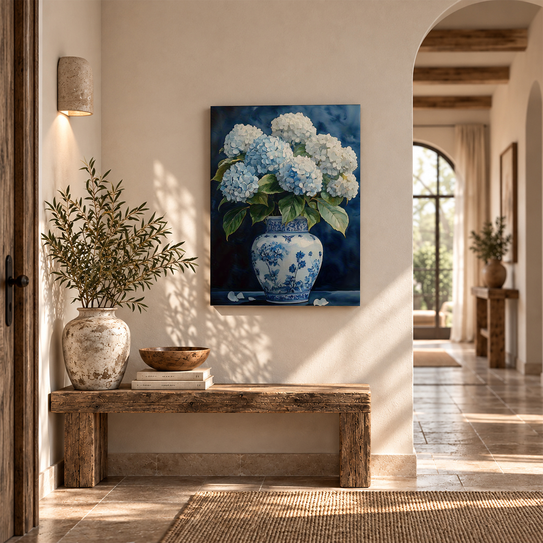 Serene Blue Hydrangea Bouquet Framed Canvas Wall Art - Image 6