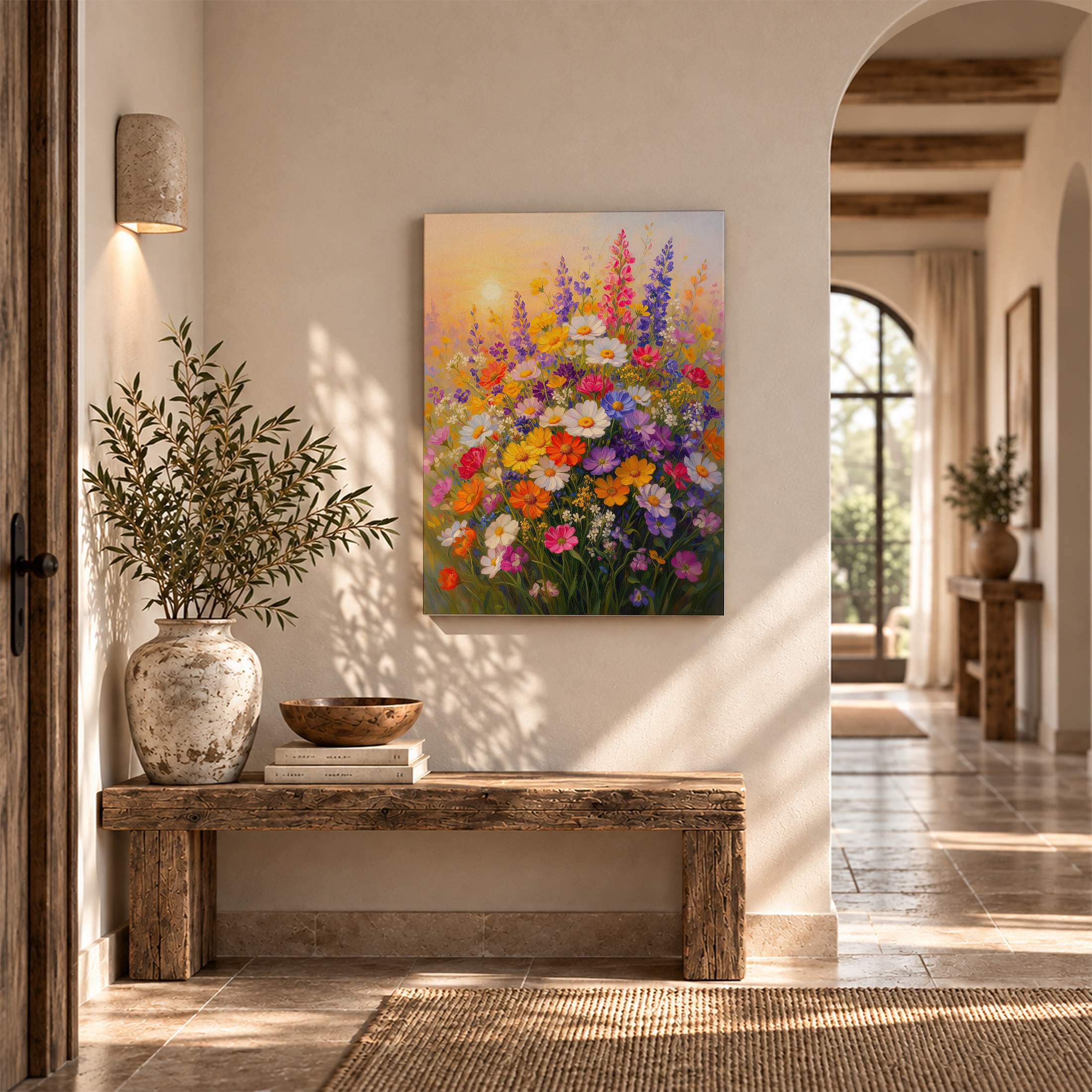 Sunset Wildflower Garden Framed Canvas Wall Art - Image 6