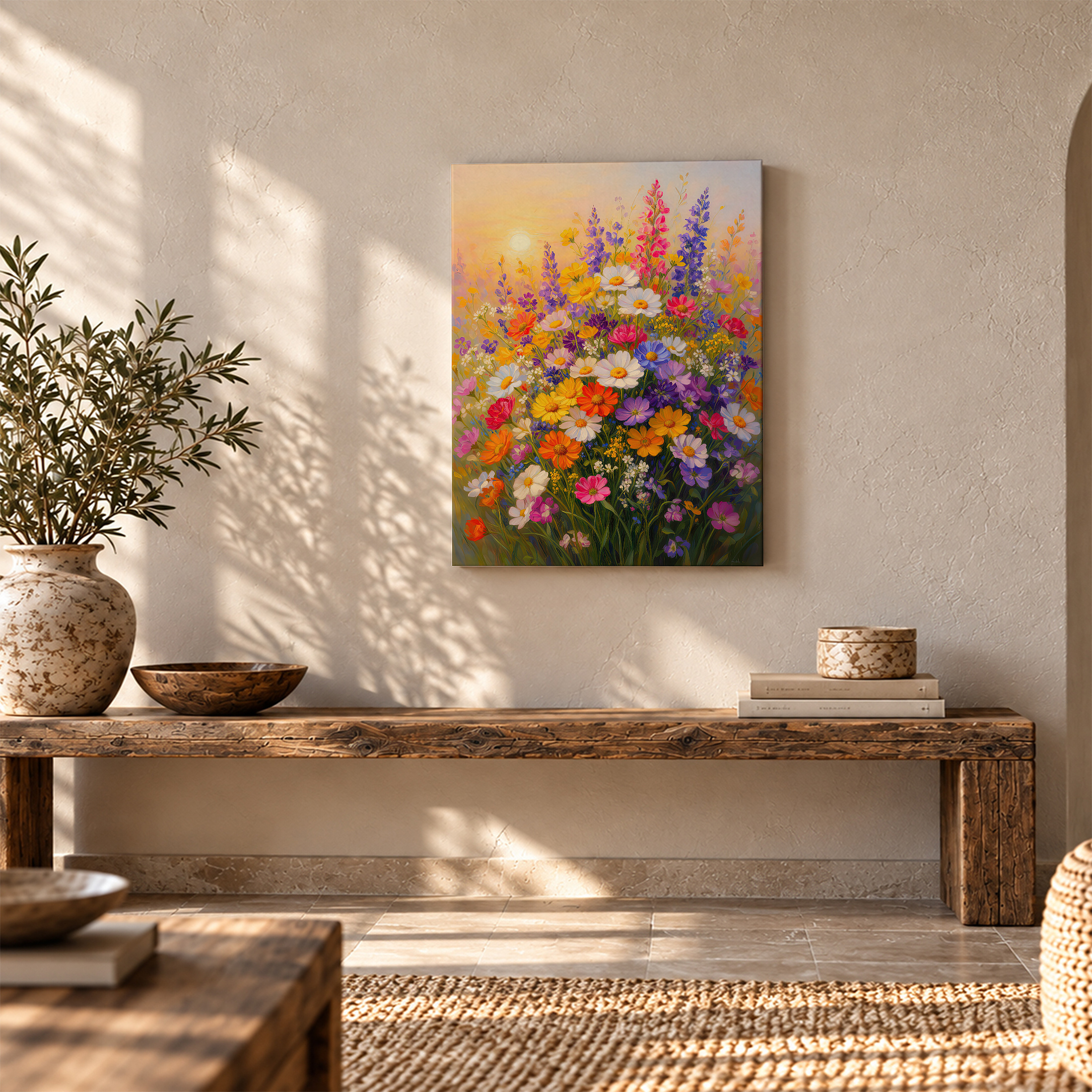 Sunset Wildflower Garden Framed Canvas Wall Art - Image 5