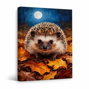 Autumn Moon Hedgehog Framed Canvas Wall Art