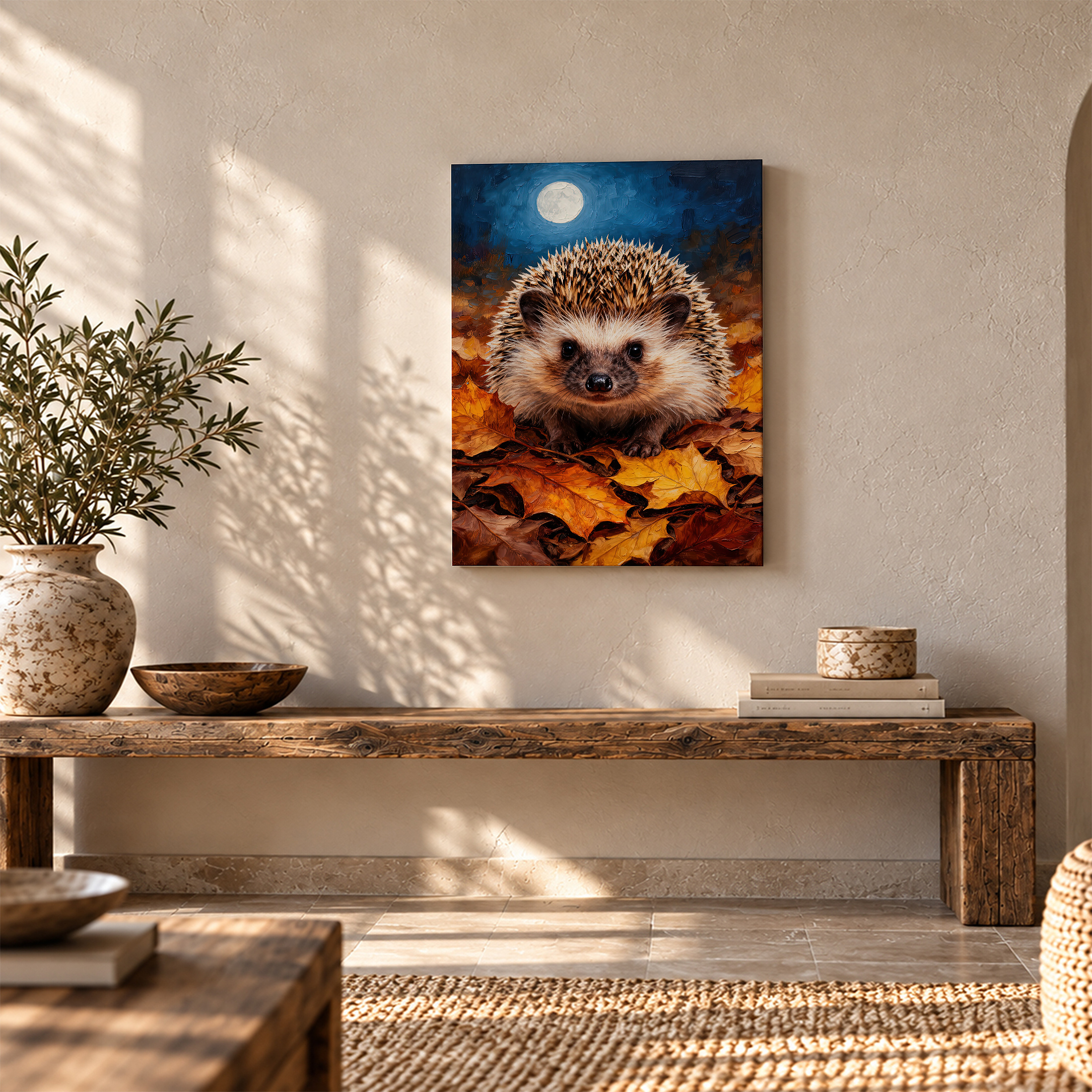 Autumn Moon Hedgehog Framed Canvas Wall Art - Image 5