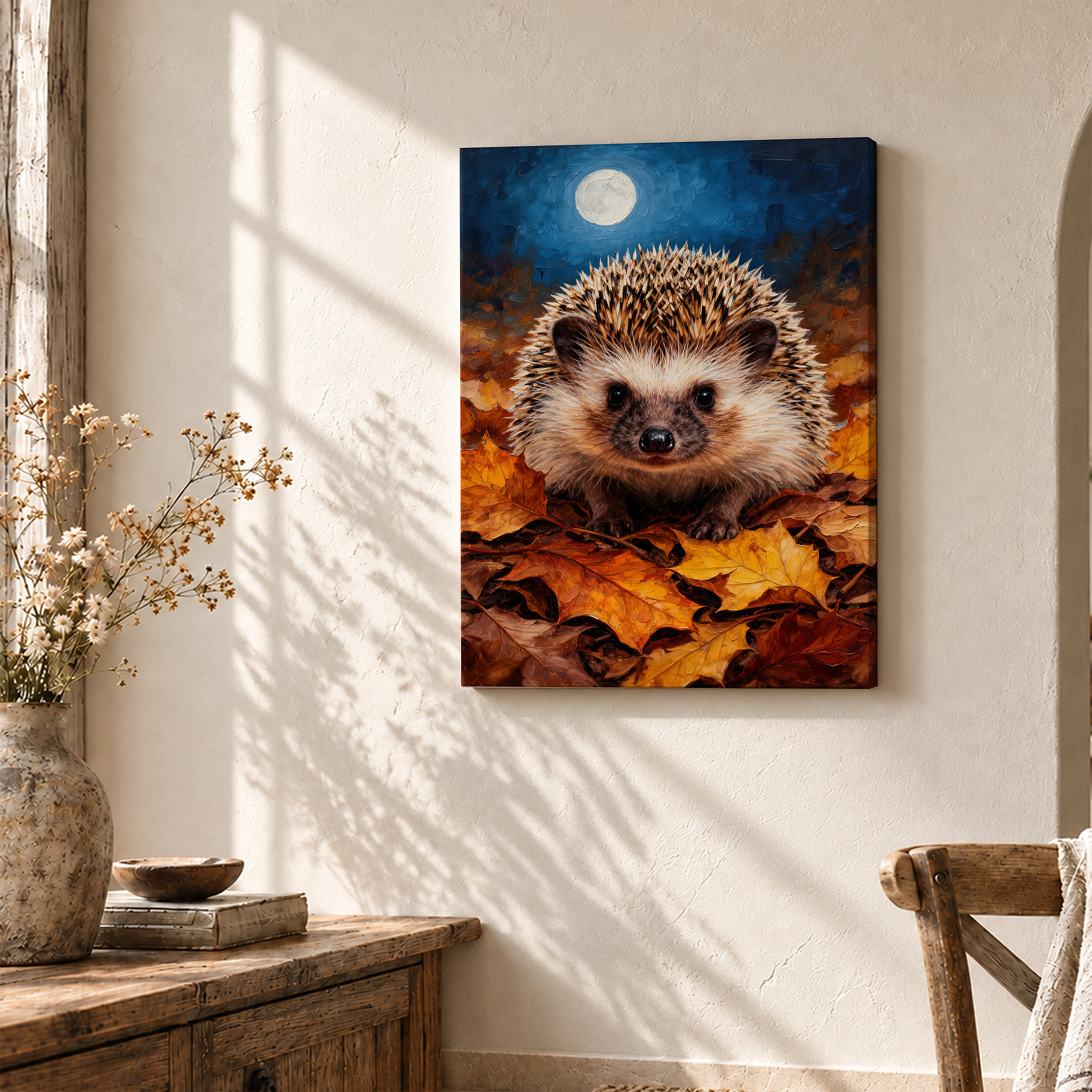 Autumn Moon Hedgehog Framed Canvas Wall Art - Image 3
