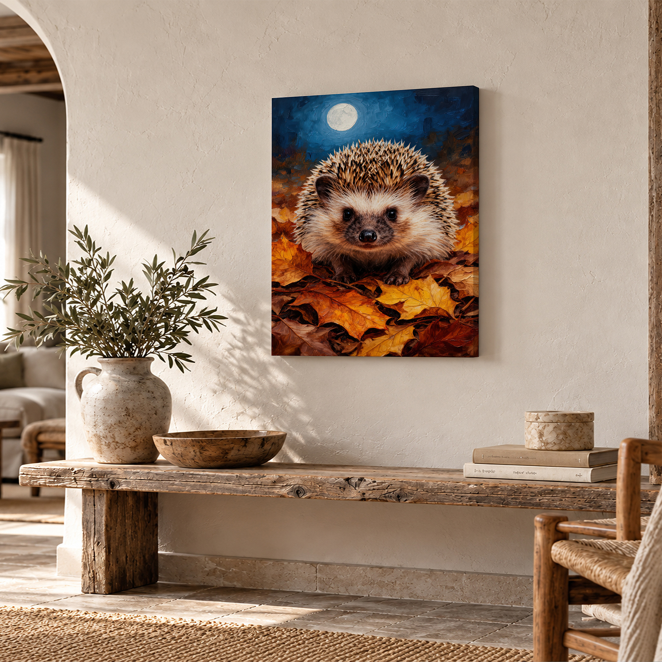 Autumn Moon Hedgehog Framed Canvas Wall Art - Image 2