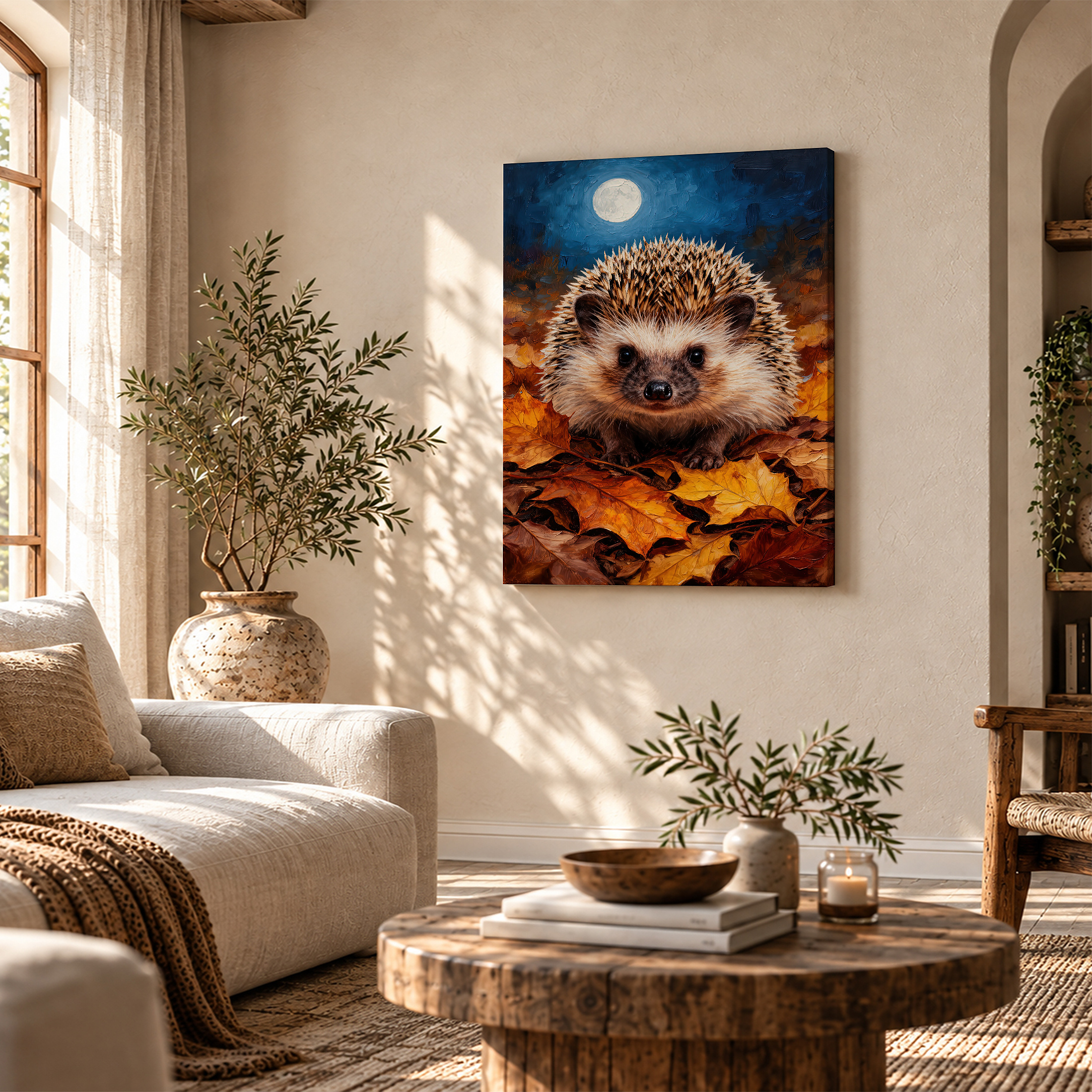Autumn Moon Hedgehog Framed Canvas Wall Art - Image 4