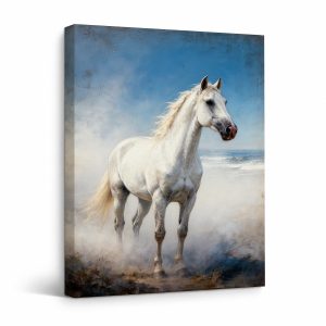 Beach Horse Serenity Framed Canvas Wall Art - Ready to Hang