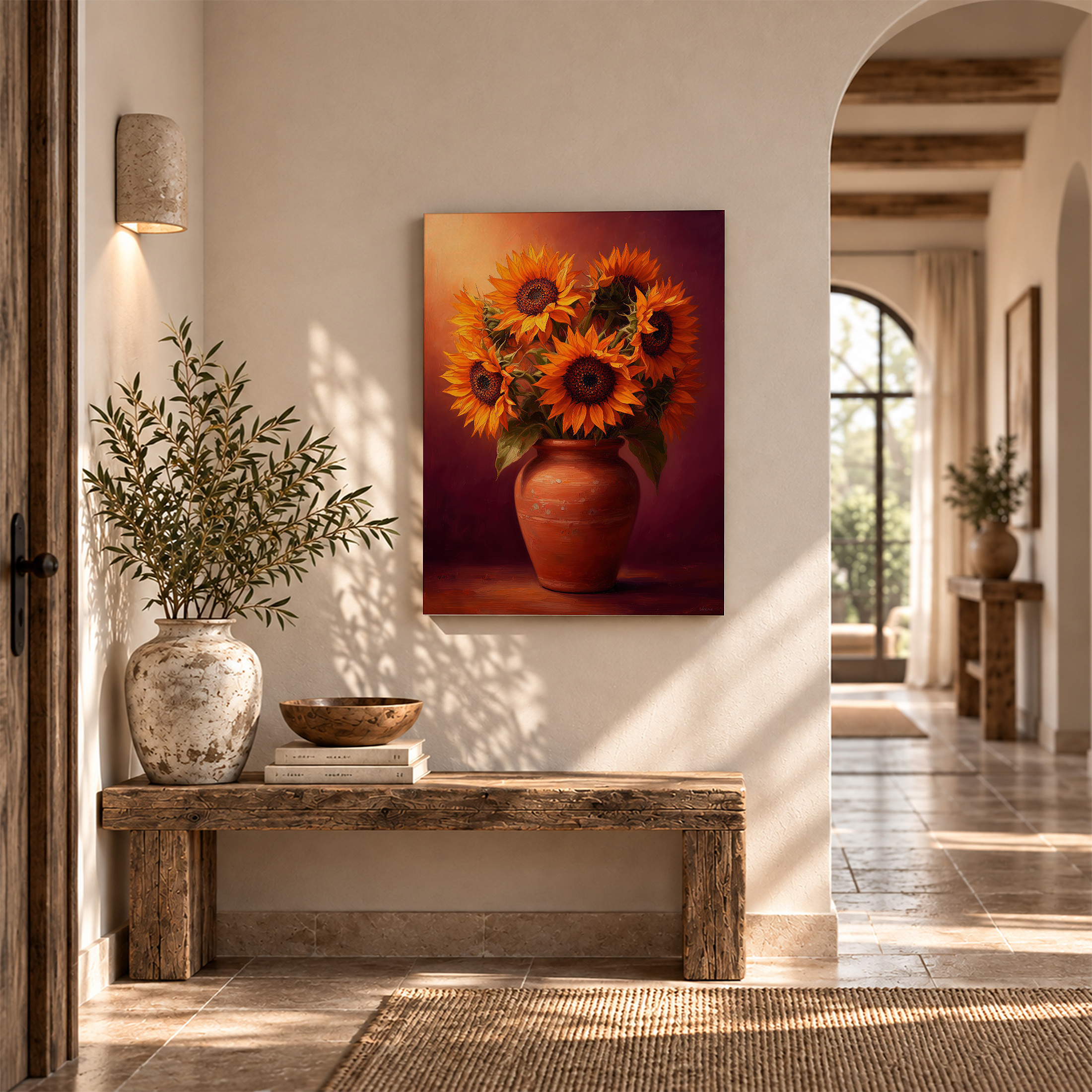 Sunflowers in Terracotta Vase Framed Canvas Wall Art | Ready to Hang - Image 6