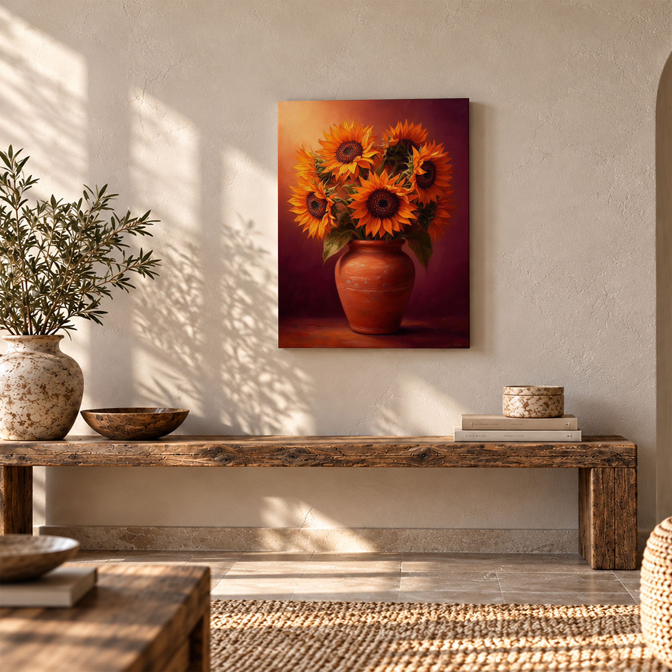 Sunflowers in Terracotta Vase Framed Canvas Wall Art | Ready to Hang - Image 5