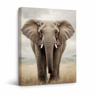Majestic Elephant Savanna Framed Canvas Wall Art | Ready to Hang