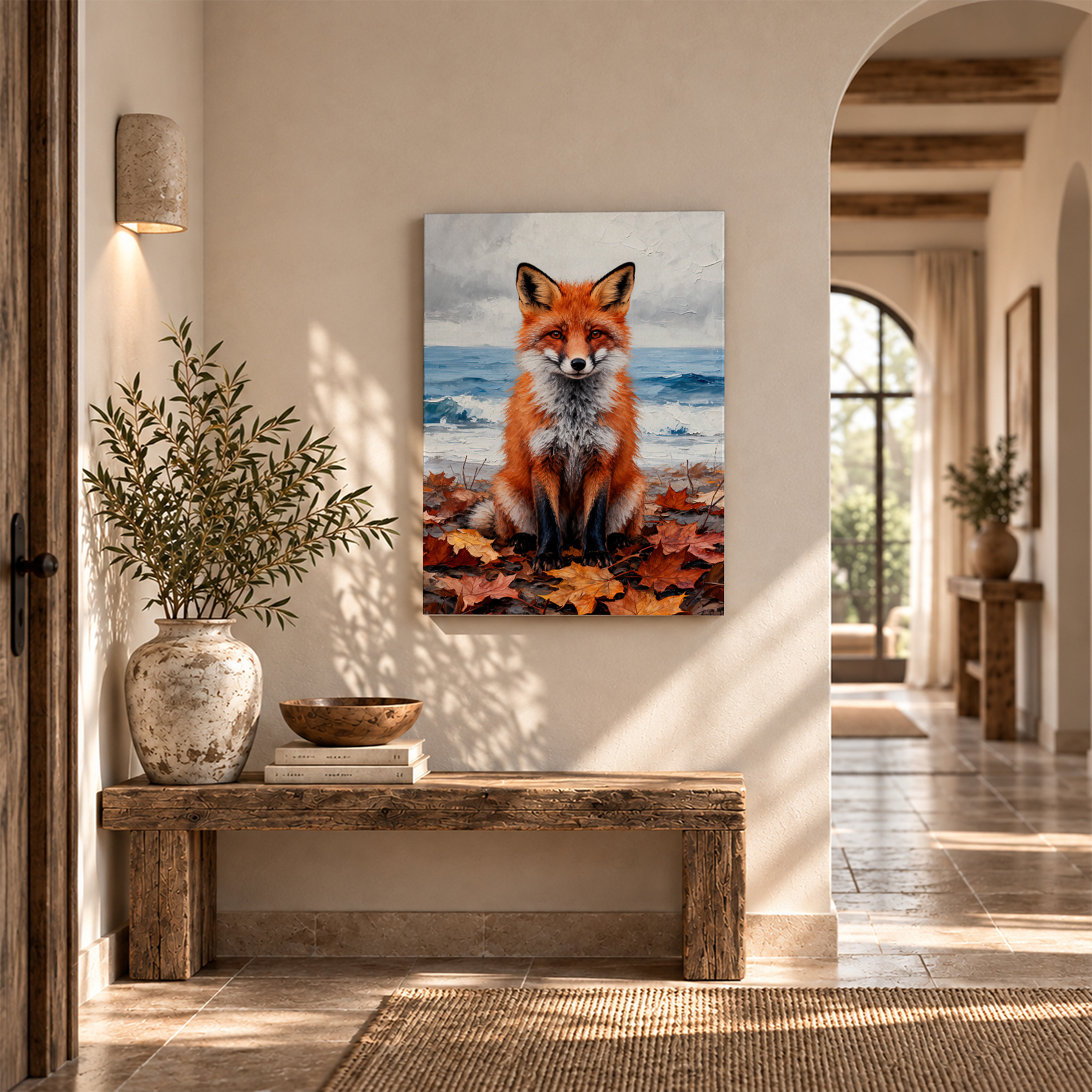 Red Fox by Ocean Autumn Framed Canvas Wall Art Ready to Hang - Image 6