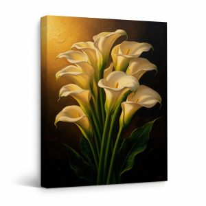 Golden Calla Lilies Framed Canvas Wall Art - Ready to Hang