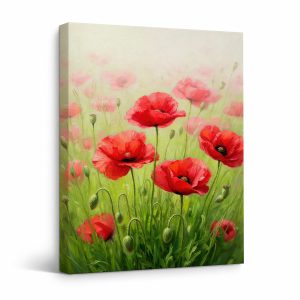 Red Poppies Field Framed Canvas Wall Art - Ready to Hang