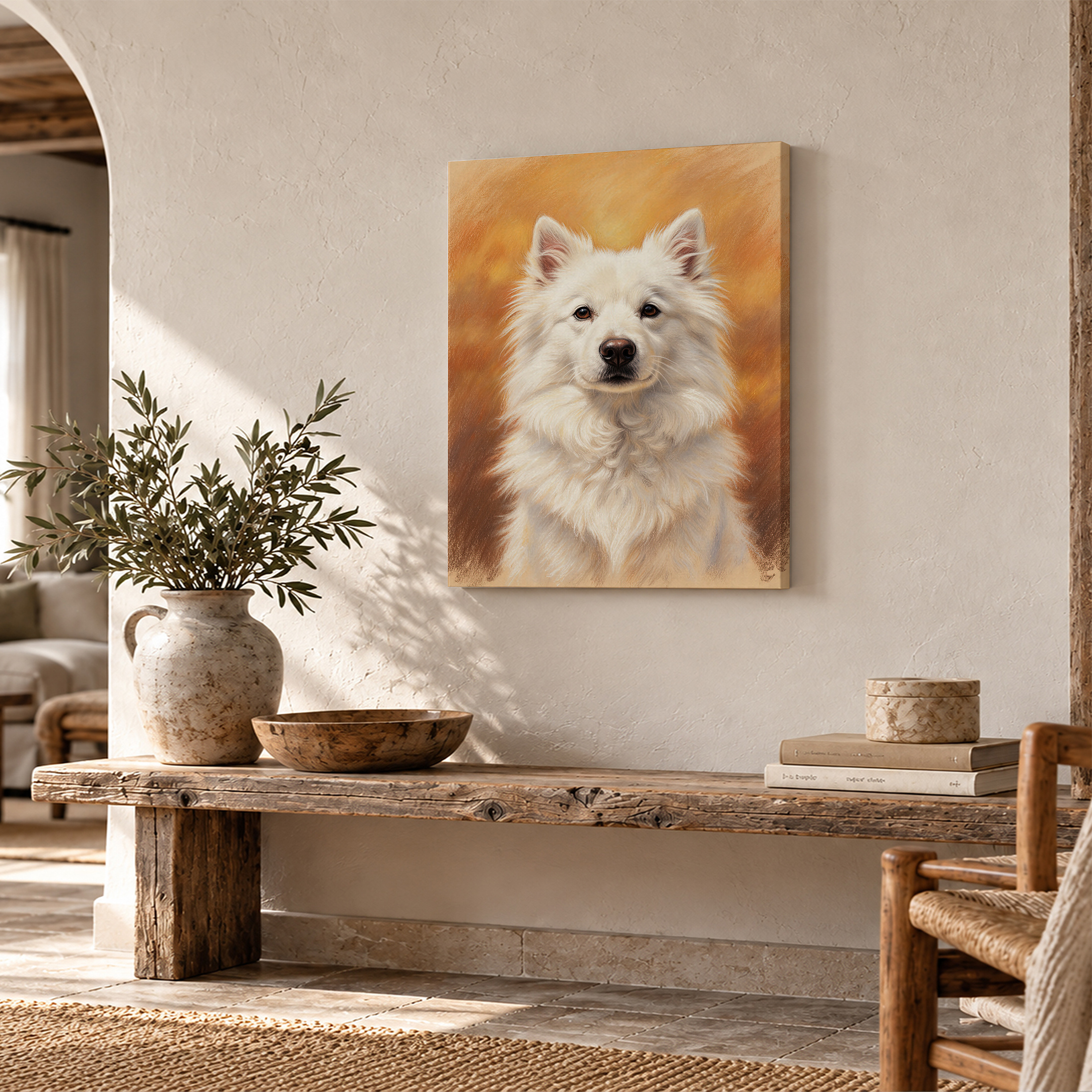 Samoyed Dog Portrait Framed Canvas Wall Art Ready to Hang - Image 2