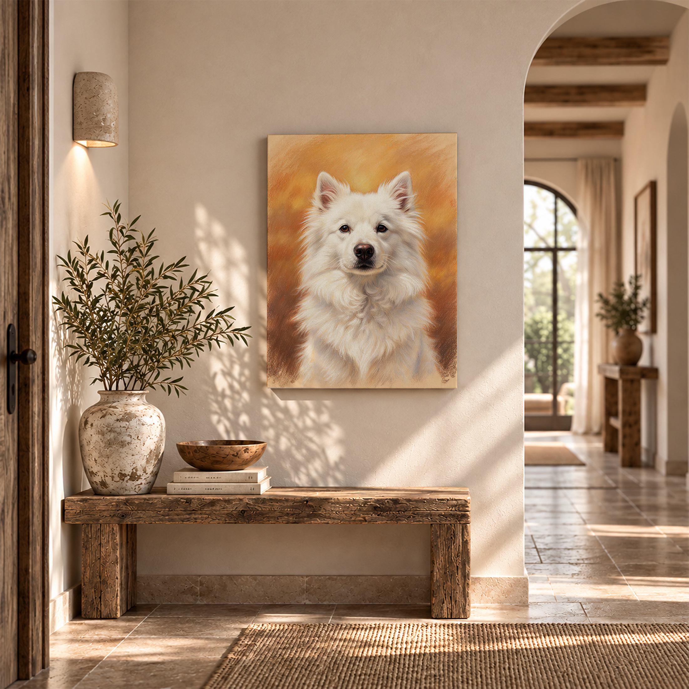 Samoyed Dog Portrait Framed Canvas Wall Art Ready to Hang - Image 6